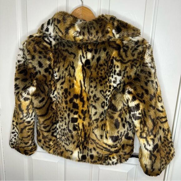 MOTHER Leopard Print Faux Fur The Boxy Crop Jacket Sz XS Streetwear Glam Chic - Picture 4 of 10